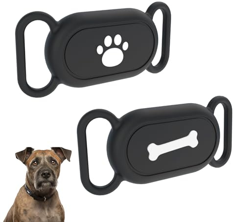 MUYAPAY 2 stycken silikonfodral för Samsung Galaxy Smarttag 2, katt tracker fodral, GPS Tracker reptåligt vattentätt skyddsskal för katthalsband, hundhalsband svart
