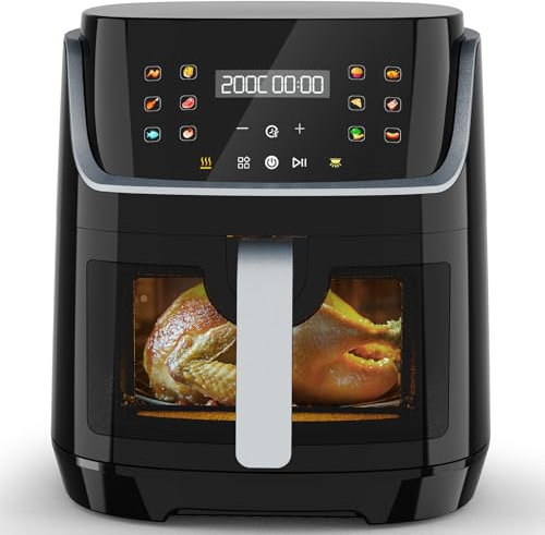 Friggitrice ad Aria, 8,5L XXL con LED Touch Display a Colori, 12 Funzioni, Air Fryer con Finestra, Lavabile in Lavastoviglie, 1785W Friggitrice Senza Olio con Suono di Avviso - G12 Ultra