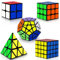 Coolzon Zauberwürfel 5 Stück Speed Cube Set Pyraminx + Megaminx + 2x2 + 3x3 + 4x4 Magic Puzzle Cube Würfel mit PVC Aufkleber Zauberwürfel für Kinder Erwachsene