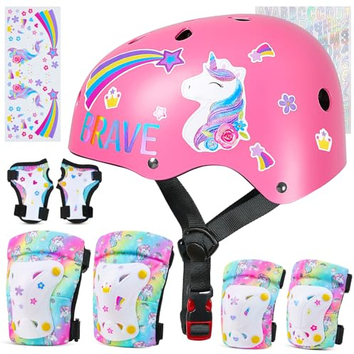Unicorn Castle Children's Helmet & Protectors Set 3-8 Years, Girls, Adjustable, Pink
