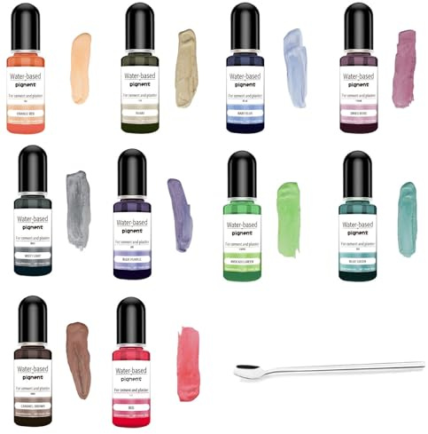 Ronoza Farbe für Gießpulver, 10 Farben Set für Beton Gips, Hochkonzentrierte Farbpigmente für Modellbau, DIY und Kreativprojekte, Leicht lösliches Pulver, Betonfarbe Pulver Gipsfarbe