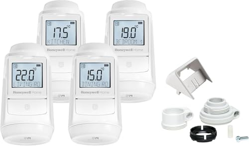 Honeywell Home Evohome Radiator Thermostat 4 Pieces with Adapters - Room for Room, Controlled Comfort, Simple
