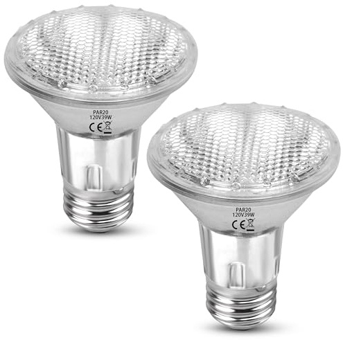 Ddlisu Par20 Bulbs, 2 Pack 120V 39W Halogen Flood Light Bulbs, E26 Medium Base, Dimmable, Long Lasting Life, 2800K Warm White, High Output Par20 Halogen Light Bulbs for Range Hood Light Replacement