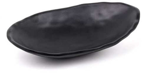 JSUOEO Porte-Clés Ovale en Résine Mélamine 19x12,5x4 cm Noir Mat - Coupelle Déco Maison, Plateau Rangement Clés, Bijoux, Pièces, Entrée