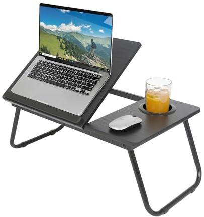 Harbour Housewares Folding Lap Desks with Cupholder - Black