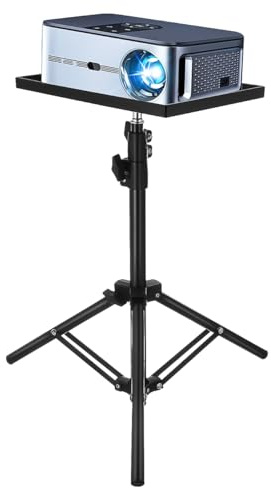 UKCOCO Adjustable Projector Stand Tripod with Tray, Height 15.75in to 43.31in Portable Floor and Tabletop Holder for Mini Projectors, Outdoor Movies, DJ Equipment
