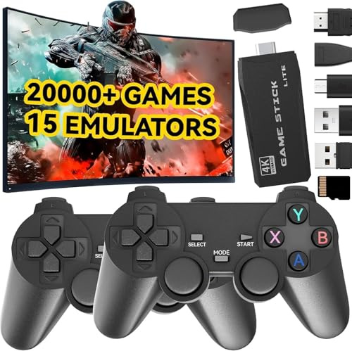 PZNETUE Upgrade Retro Konsole Spielkonsole Game Stick, 20,000+ Spiele mit 2 Wireless Controllern, Plug & Play HDMI für TV, Geschenk für Erwachsene & Familien (G8-Pro)