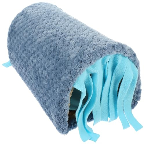 Healifty Casa Túnel para Animales Pequeños Borlas, Refugio Escondite Azul para Hámster, Cobayas y Conejos, Cama Cómoda para Dormir y Descanso en Jaulas, Accesorio para Varios Estilos
