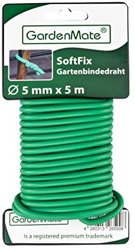 GardenMate Lot de 12 bobines Lien de tuteurage 5,0mm x 5m pour Plantes et arbustes - Acier et Caoutchouc