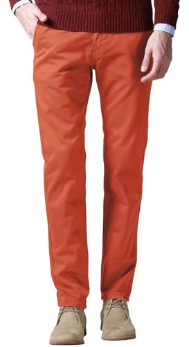 Match Mens Regular-Fit Casual Flat Front Chino Pants (32, Orange)