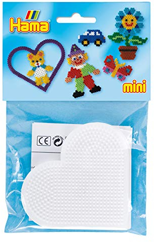 Hama Perlen 5203 Stiftplatten 2er Set Herz für Mini Bügelperlen mit Durchmesser 2,5 mm in weiß, kreativer Bastelspaß für Groß und Klein