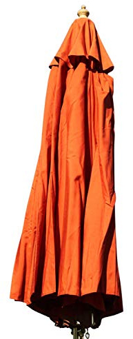 Large Hardwood Garden Parasol Umbrella - 3M Wide - (Terracotta)