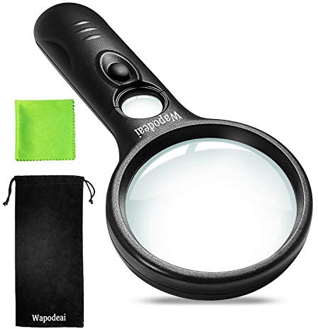 Wapodeai 3X 45X High Magnification, Suitable for Reading, Jewellery, Lnspection, Science (Black)