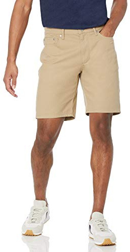 Amazon Essentials Men's Slim-Fit Stretch 5-Pocket Shorts, 9” (22.9cm) Inseam, Khaki Brown, 34W