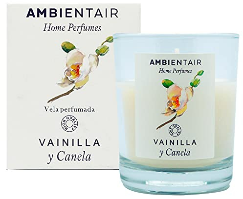 Ambientair Home Profume, Candela Profumata Vaniglia e Cannella, Profumatore Vaniglia e Cannella, Candela Profumata per Casa, Aromaterapia, Candela in Bicchiere di Vetro per Interni, Durata 30 Ore