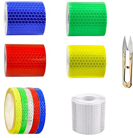 Dtoterul Reflektor Klebeband 10 Rolle Reflektorband Selbstklebend Reflektorfolie Fahrrad Reflektorband Gelb Aufkleber für Fahrrad Felgenrandaufkleber Warnklebeband Reflektierend