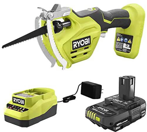 RYOBI ONE+ 18V Electric Cordless Pruning Reciprocating Saw with 2.0 Ah Battery and Charger