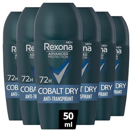 REXONA MEN - Déodorant Homme Cobalt Dry - Bille Anti-transpirant - Advanced Protection - Parfum Elégant et Frais - Protection 72h (lot de 6x50ml)