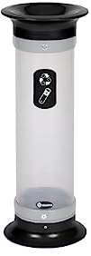 Glasdon Contenedor de pilas Vision™ 10 (3 colores) – Recolector de residuos de pilas pequeño – Tubo de recogida de pilas transparente compacto de 10 litros (Negro)
