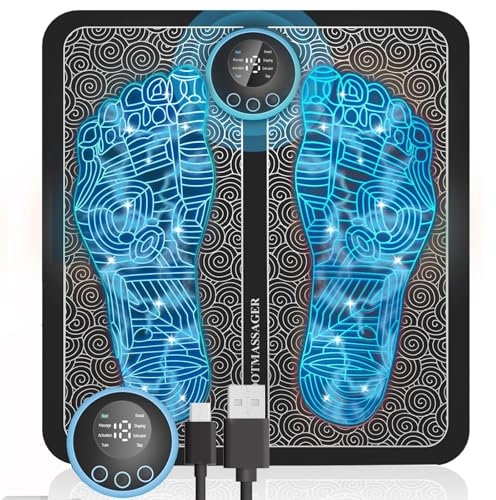 Genkigold EMS Massaggiatore Piedi per Neuropatia,Tappetino Massaggiatore Piedi Alleviare Dolore Plantare,Rilassamento Muscolare,Portatile e Ricaricabile,Controllo Pressione,con 8 Modalità,19 Livelli