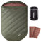 KingCamp Doppelschlafsack Flanell mit Kissen, Schlafsack 2 Personen, Schlafsack 3-4 Jahreszeiten, wasserfest, warm und komfortabel, verpackbar Schlafsack Outdoor,Olive