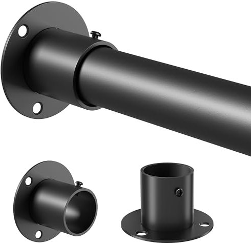 Venwemong kleiderstange ausziehbar garderobenstange stange zum klemmen mit Bohrlochmontage & Nägeln für Schrankaufbau, Schwarz, 70-95cm, 25mm