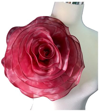 Organza Tygblomma 26cm Fästblomma Brosch Bröllop Brudklänning DIY