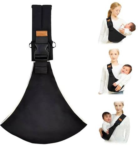 EnixwH Babytrage Neugeborene Ab Geburt, Verstellbare Baby Carrier for Newborns, Kindertrage Seitlich, Hüfttrage für Kleinkinder, Kleinkind Trage Seitlich, Kleinkinder bis 15 KG (Schwarz)