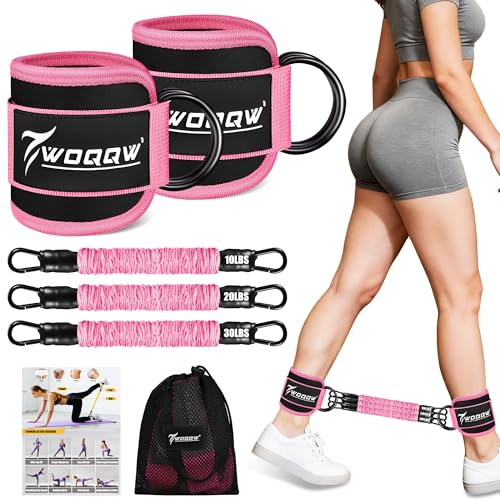 Resistance Bands Set with Ankle Straps, Ankle Weights Bands for Women, Ankle Resistance Bands with Cuffs, Legs and Glutes Workout Equipment, Home Gym Exercise Equipment for Fitness, Booty Training