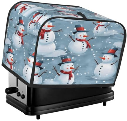 Cavizow Funda para tostadora de Navidad, muñeco de nieve, muñeco de nieve, 2 rebanadas, ranura ancha, a prueba de polvo, impermeable, cubierta para electrodomésticos de cocina con lazo para colgar