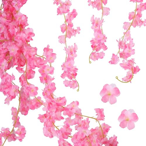 Guirlandes de Fleurs de Cerisier Artificielles, 3PCS Guirlande Fleurs Artificielles 1,8 Mètres 135 Têtes Fleurs Guirlande Fleur Artificielle Deco pour Maison Jardin Fêtes Mariage