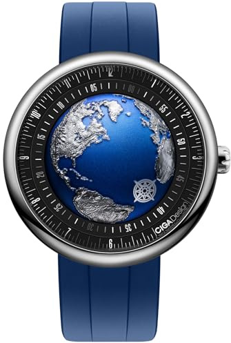 CIGA Design Mechanical Automatic Watch Blue Planet U Series Stainless Steel/Titanium/Ceramics Case Sapphire Crystal Fluororubber/Ceramics Strap Watches Gifts for Men and Women (Blue Planet Ⅱ Atlantic Titanium)