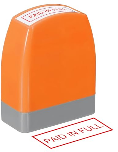 PATIKIL Paid in Full Notice Stamp Self Inking, Red Ink Office Stamps Pre Inked Message Stamp Refillable Business Stamp, Orange