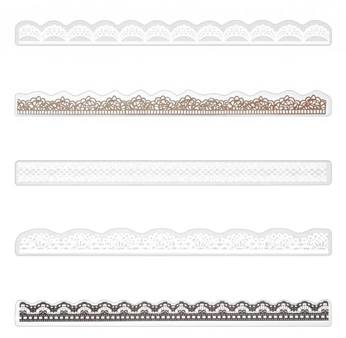 40 PCS Lace Scrapbook Stickers, Waterproof Cutout Transparent Lace PET Stickers for Scrapbooking, Junk Journal Supplies Card Making Planner Notebook Letter Photo Album Decoration (5 Colors)