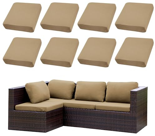 SUKAIKEQA Conjunto de para Cojines de terraza|Fundas para sofá al Aire Libre|Fundas elásticas para Cojines de sofá|Fundas para sofá|Fundas Protectoras para Muebles Lavables y Reutilizables