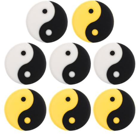 Toyvian 8 Piezas Amortiguadores de Vibraciones para Raqueta de Tenis de Silicona Diseño de Dibujos Animados en Colores Blanco y Amarillo para Accesorios de Tenis