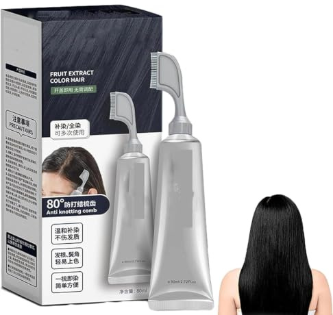 Fruit Essence Hair Dyeing Comb,Black Fruit Dyeing Cream,Plant Extract Hair Dye Essence,Plant Fruits Hair Dye Cream,Suitable for Men and Women (Natural Black)