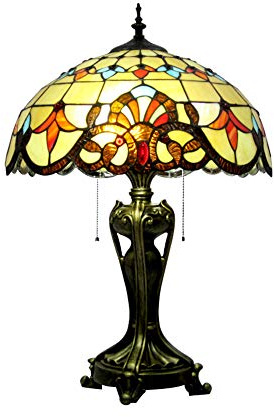 XANAYXWJ Stil sänglampa, barocklampa 2-ljus sovrumslampa 64 cm (24,8 tum) hög retro E27 skrivbordslampa för vardagsrumsdekoration, en