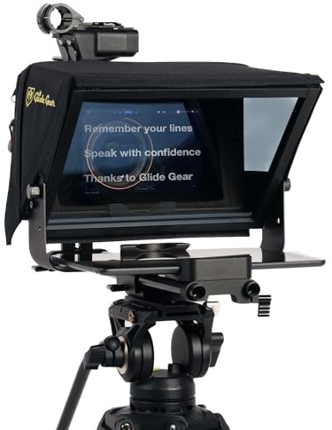 Glide Gear TMP 500 Teleprompter – DSLR, Tablet, Smartphone – 12 Glass, 15mm Rails, Hard Case, No Assembly