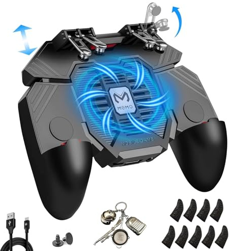 Mikirini PUBG Mobile Controller with Phone Cooler 4000mAh Built-in Battery for PUBG/Knives Out/Call of Duty, PUBG Game L2R2 Triggers for 4.7-6.5 Android Phones and iPhone