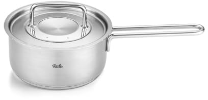 Fissler Pure Collection Cazo de 1,4 L y 16 cm de Diámetro, Acero Inoxidable, con Tapadera Metálica, Escala Interna, Inducción