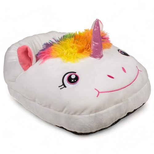 MIJOMA Chauffe-pieds en peluche douillet, 100% polyester, designs polyvalents, parfait pour la détente et la thérapie par la chaleur, taille unique, 35 x 28 cm, les deux pieds conviennent (licorne)