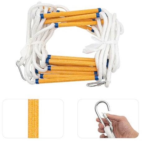 Scala Di Corda Di Salvataggio Ignifuga Da 10 Metri, Scala Ignifuga Con 2 Moschettoni, Scala Di Salvataggio Per Balcone Per Scale Antincendio Per Finestre Esterne Per Balconi Uso Rapido