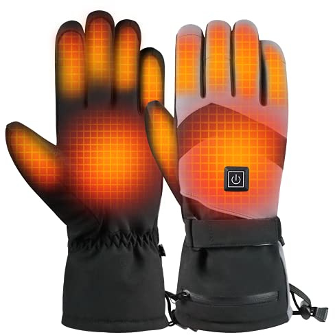 Beheizbare Handschuhe, 7.4V 3000mAh Beheizte Handschuhe für Damen Herren, wasserdichte Winddicht Touchscreen Beheizbare Motorradhandschuhe für Outdoor Wandern Motorrad Camping