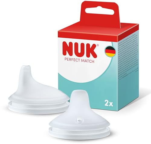 NUK Perfect Match Learner Tétines d’apprentissage | 6 mois et + | Tétines anti-fuites pour gobelet d’apprentissage | Silicone | Lot de 2