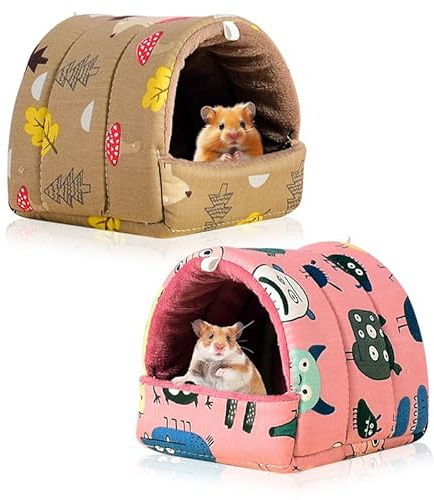 HMCEY 2 Piezas Cama Conejo Lavable,Casa Cobayas Tela,Hamster Pequeña Cama Cobayas Invierno,Camas Conejillo de Indias,Nido de Mascotas,Camas para Ratas Domesticas,Saco de Dormir Hamster para Mascotas