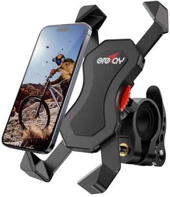 Grefay Supporto per cellulare da bicicletta, universale, per smartphone da 3,5 a 6,8 pollici, girevole a 360°, per bici da corsa, mountain bike, scooter, per iPhone 17, 16, 15, 14 Pro Max Plus