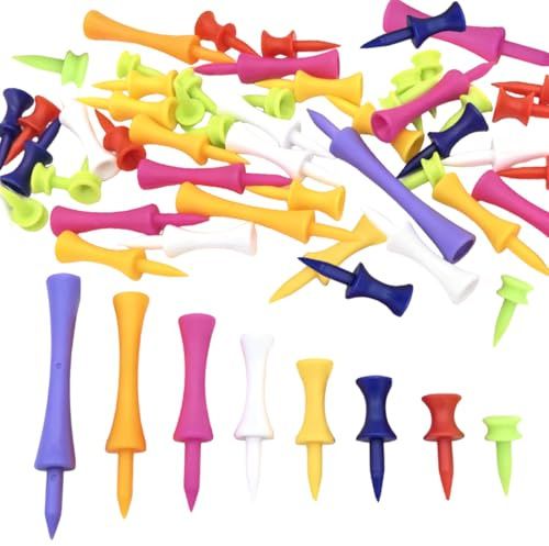 LKJAUOZ Tee da Golf Professional 48 Pezzi, Golf Tees, tè da Golf in plastica, Controllo Professionale dell'altezza, Lungo Corto Colore Misto Allenamento di Golfisti, 25/32/38/44/52/60/70/83mm