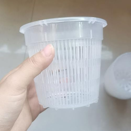 Spelonify Confezione da 10 vasi in plastica trasparente per orchidee con piattini, contenitori ventilati in ABS per piante grasse, cactus, violette, vasi da fiori per osservazione delle radici