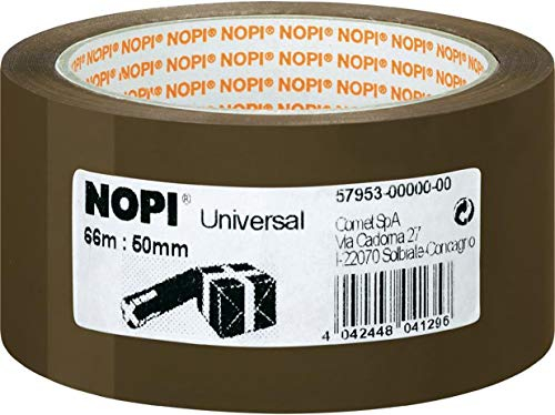 tesa NOPI Packband - vielseitiges Verpackungsband aus Polypropylen, geräuscharm abrollbar - lösungsmittelfrei und abriebfest - 66 m x 50 mm - braun